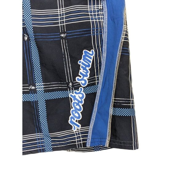 Roots Swim Canada Mens Medium 32 34 New Board Shorts Blue Plaid Swimwear Lined - Picture 2 of 9